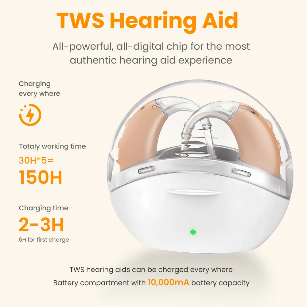 Rechargeable Hearing Aid Digital BTE Hearing Aids Sound Amplifier Portable Deaf Elderly Dropshipping Free Shipping