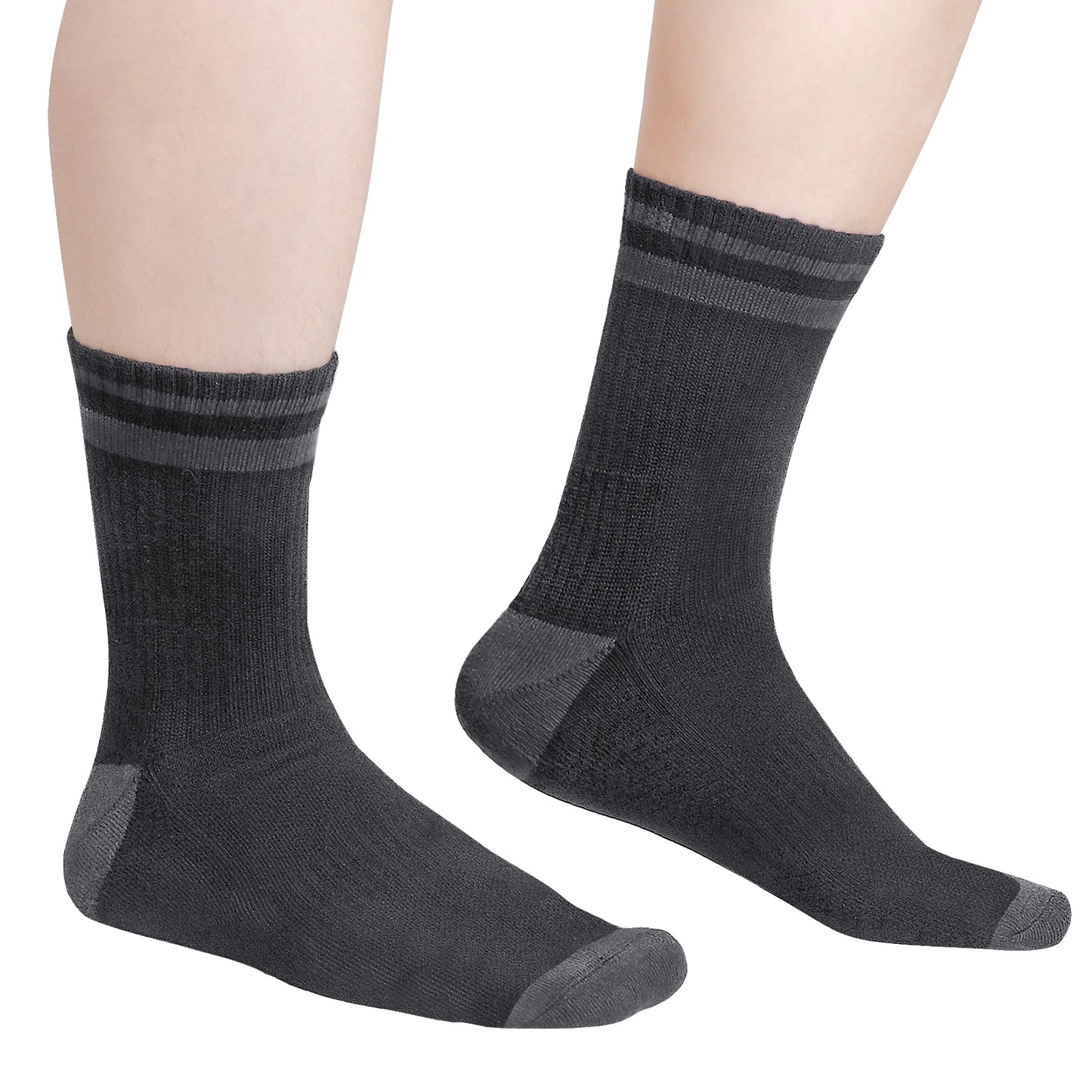 5 Pairs Men's Black Cotton Crew Moisture Wick Breathable Cushion Work Casual Socks For Men Size 37-46 EU