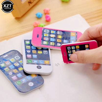 1pcs Cartoon iPhone modeling Students Pen Shape Eraser Rubber Stationery Kid Toy School Supplies Office Series Prize Wholesale