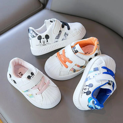 Disney White Casual Shoes For Baby Boy Girl Brand Children Sneaker Mickey Mouse Kids Sports Shoes Toddler Walking Shoes Size 25