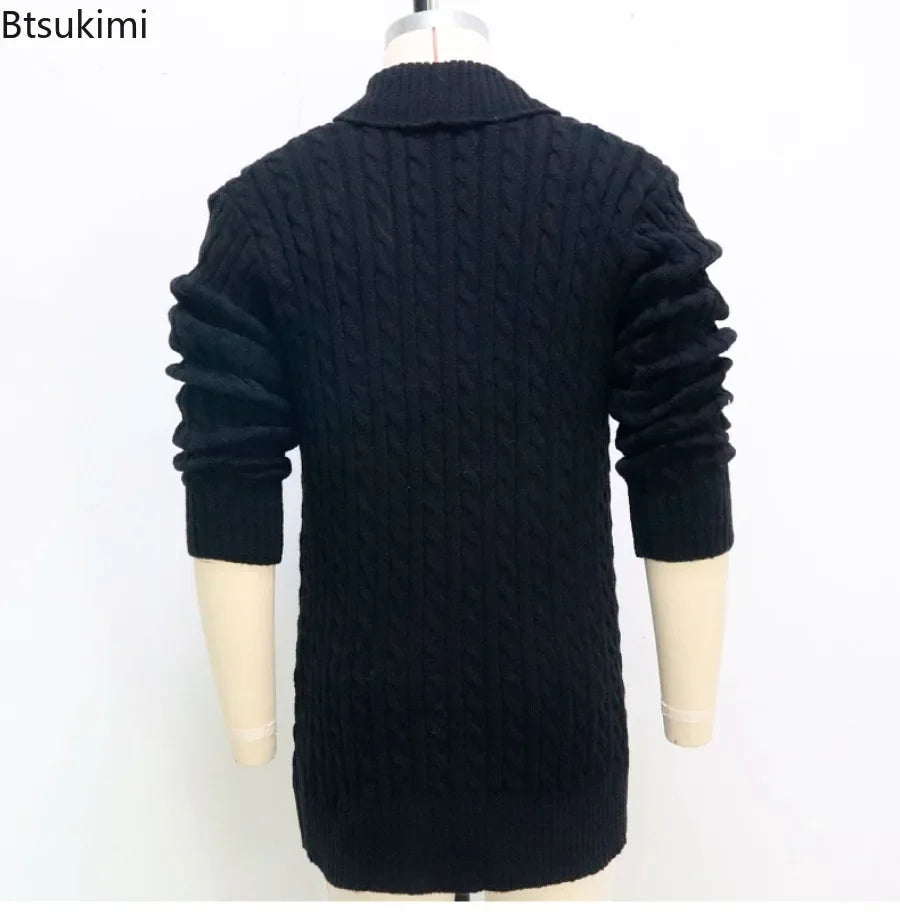 2024Men's Knitting Cardigan Jacket Coats Spring Autumn Slim Fit Cardigan Coat Male British Style Button Long Sleeve Men Clothing