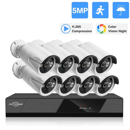 8CH 5MP CCTV Security Video Surveillance Camera System 8CH 5MN DVR 8pcs 2MP Full Color Night Vision Camera Kit for Outdoor Home