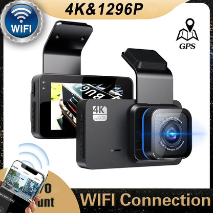 DVR makine 3.0" 4K IPS Dashcam Wifi GPS Kamera me thjerrë të dyfishta Kamera automatike video Regjistrues 24H Monitor parkimi Regjistrues