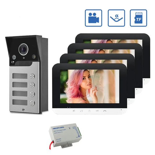 7 inch Monitoren 2/3/4 Appartement/Familie Video Deurtelefoon Intercom Systeem groothoek Deurbel Waterdichte Camera toegangscontrole