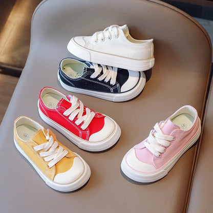 2024 Spring Autumn New Boy Shoes Toddler Girl Sneakers Kids Jelly Color Canvas Shoes Children  Casual Lace Up Classic FlatsShoes