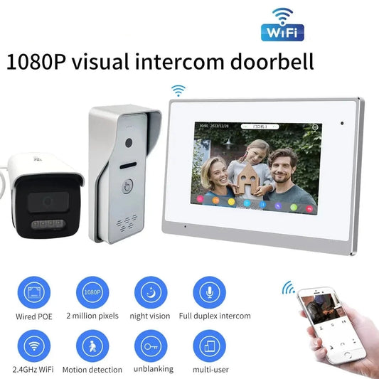 TUYA 7Inch WiFi Digital 1080P Video Intercom Smart  APP Wireless Video Door Phone Access Control System for Home Villa Apartment