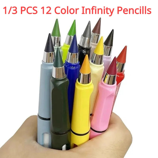 1/3 pcs 12 Kleuren Onbeperkt Schrijven Infinity Potlood Geen Inkt Eeuwige Pen Art Schets Schilderen Gereedschap Schoolbenodigdheden Briefpapier