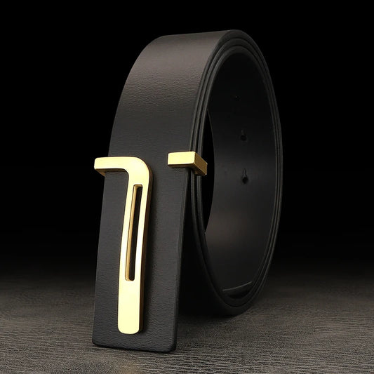 Stainless steel letter buckle Designer belts men high quality fashion genuine leather male Cowskin luxury brand casual Waist