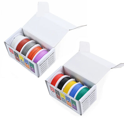 DIY high quality flexible silicone wire and cable 5 colors in a box mixed wire tinned pure copper wire