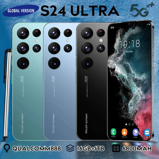 Smartphone S24 Ultra 7.3 HD Android12 Celularë të shkyçur 4G/5G me dy kartë SIM 6800mAh 16GB+1TB Celularë 48MP+72MP