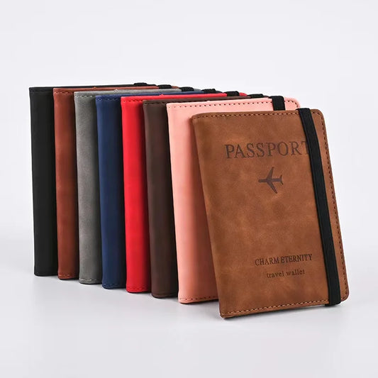 RFID Vintage Business Passport Covers Holder Multi-Function ID Bank Card PU Leather Wallet Case Travel Accessories