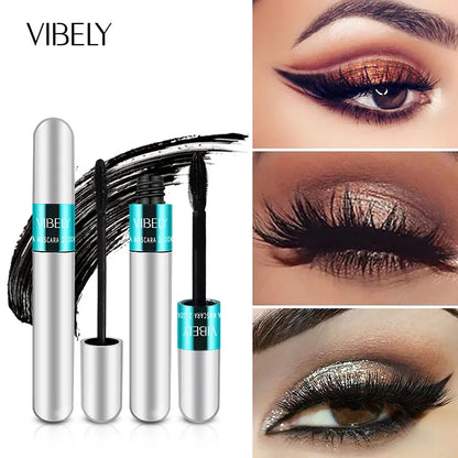 Rimel VIBELY 4D Silk Fiber Eyelash Mascara Waterproof Long-Lasting Extra Volume Lengthening Lash Eyelash Black Mascara Make-up