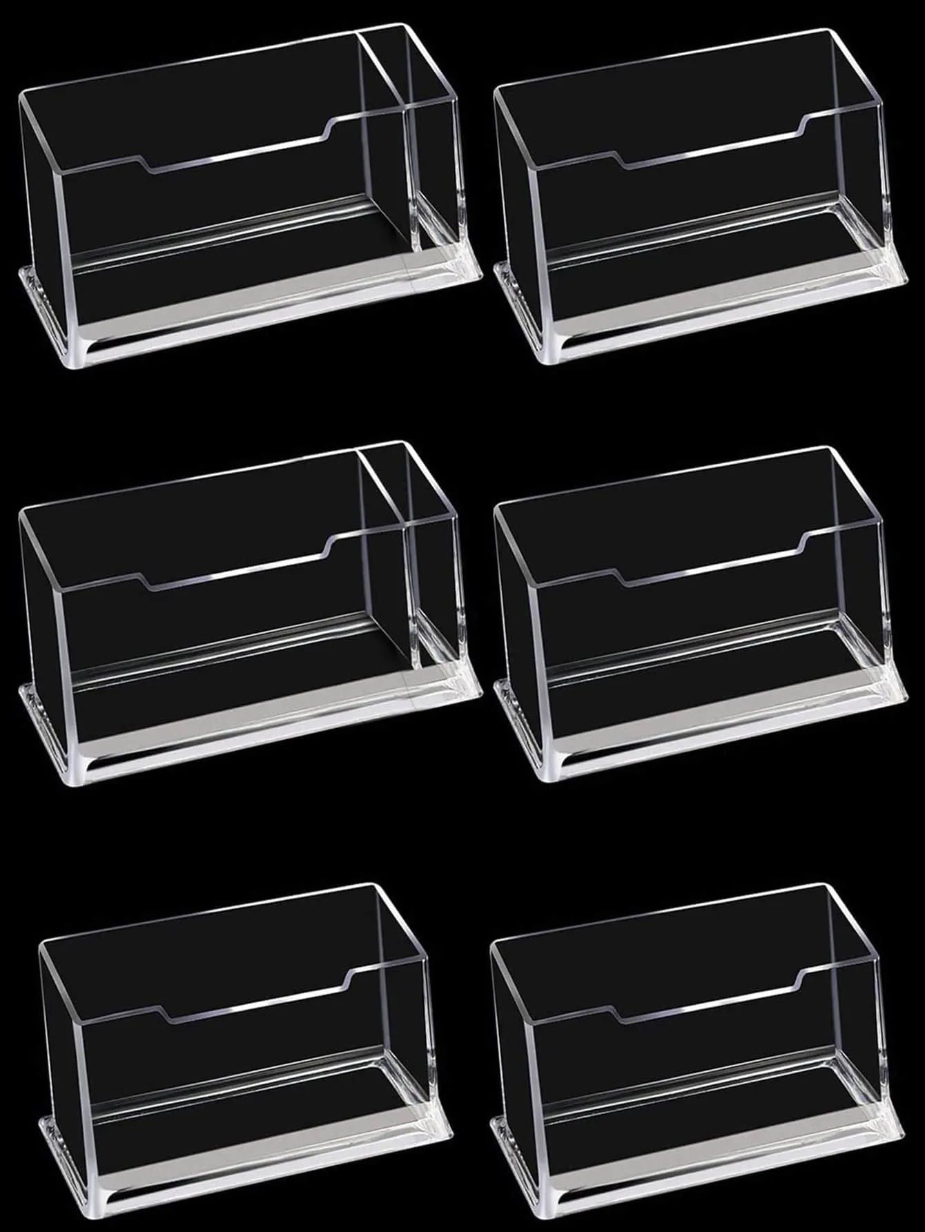 6pcs Acrylic Business Card Holder for Desk, Clear Plastic Business Cards Display Holders Stand, Fits 30-50 Business Cards.