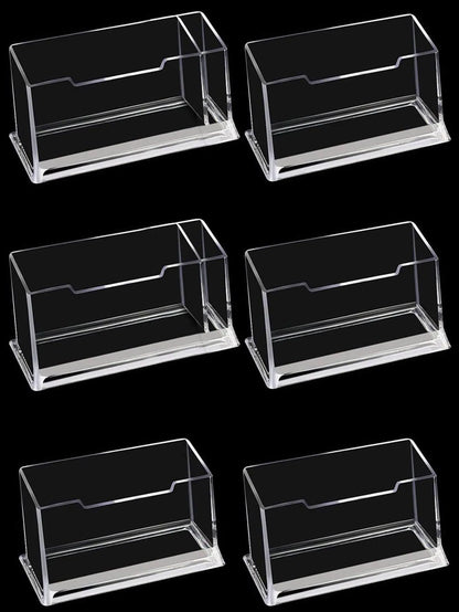 6pcs Acrylic Business Card Holder for Desk, Clear Plastic Business Cards Display Holders Stand, Fits 30-50 Business Cards.