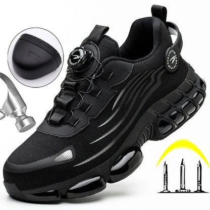 Rotating Button New Safety Shoes Men Anti-smash Anti-puncture Work Shoes Fashion Men Sport Shoes Security Protective Boots Men