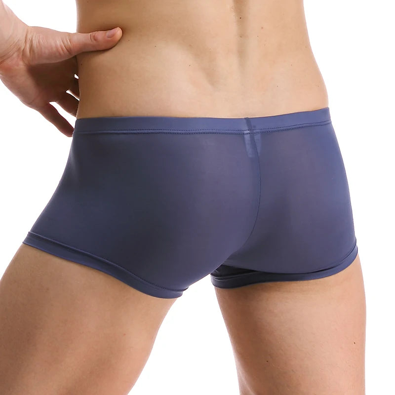 Underwear Ice Silk Men's Panties Sexy Seamless Boxer Shorts Underpants Bikini Ultra-thin Boxers