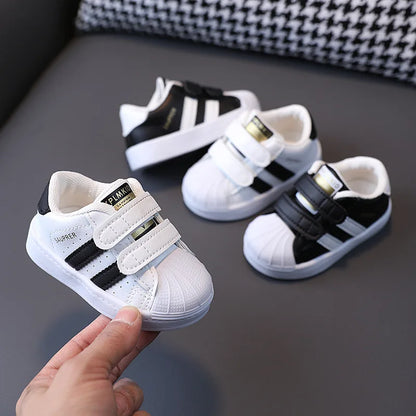 Toddler Baby Kids Fashion Design Walking Shoes Sneakers White Non-slip Casual Shoes Boys Girls Breathable Outdoor Board Shoes