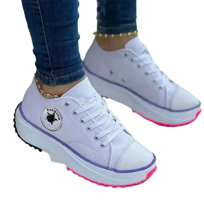 DOGHC 2024 Women's High-End Brand Sports Shoes Comfortable Breathable Ladies Canvas Shoes Casual Shoes Flat Lace Up for Women