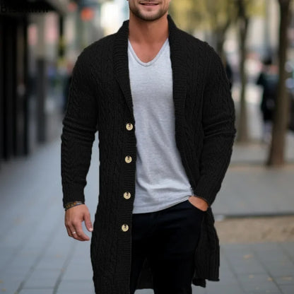 2024Men's Knitting Cardigan Jacket Coats Spring Autumn Slim Fit Cardigan Coat Male British Style Button Long Sleeve Men Clothing