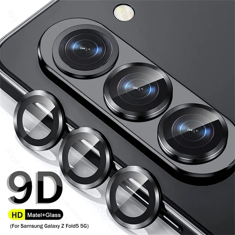 Rear Camera Protective Glass Case For Samsung Z Fold5 5G Fold 5 Back Tempered Glass Matel Ring Lens Cap On Galaxy Zfold5 Zfold 5