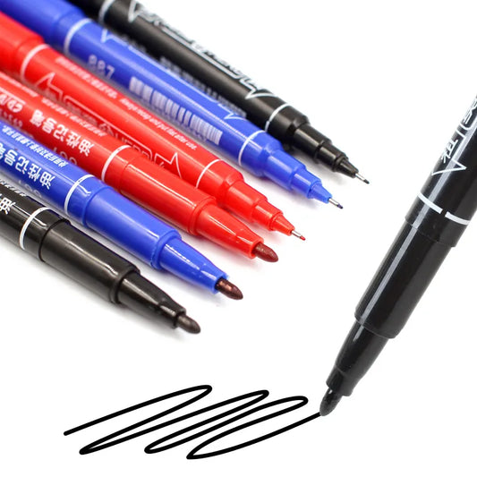 3 stks/set Dual Tip 0.5/1.0mm Nib Marker Waterdicht Zwart Blauw Rood Vette Manga Art Marker Pennen student School Kantoorbenodigdheden