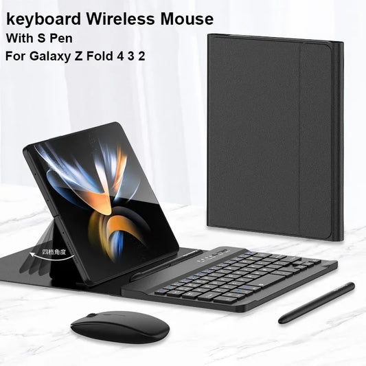 Mit S Pen Wireless Mouse Tastaturhülle für Samsung Galaxy Z Fold 5 4 3 2 Leder Touch Magnetische Tastaturabdeckung für OnePlus Open