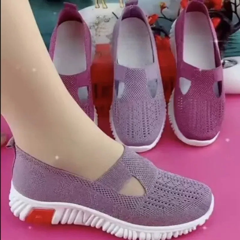 Summer Sneakers Women Casual Shoes Mesh Soft Loafers Bottom Walking Shoes Mom Light Comfortable Footwear Flat Women Shoes