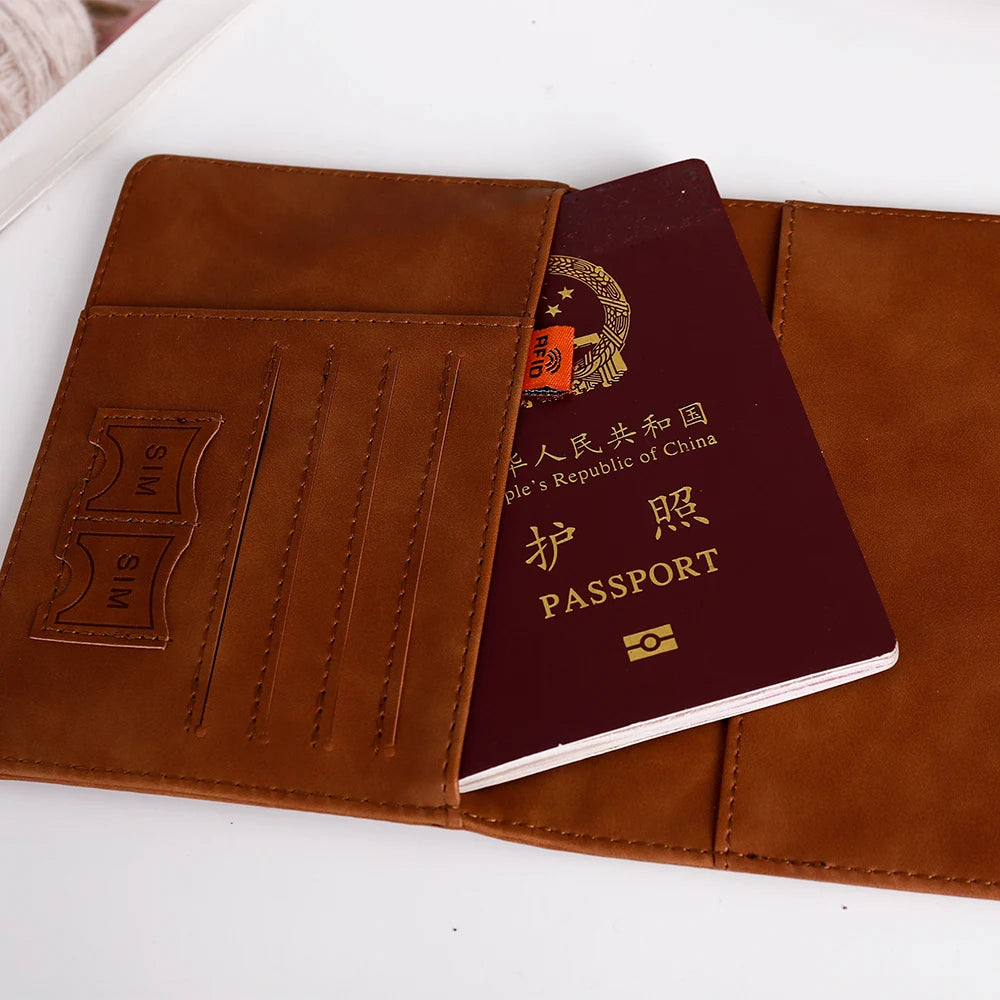 Mbajtëse e mbulesave të pasaportave të biznesit RFID Vintage me shumë funksione të kartës së identifikimit të bankës Këllëf lëkure PU Aksesorë udhëtimi