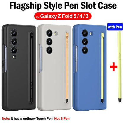 With Touch Pen Case for Samsung Galaxy Z Fold 5 4 3 5G Case Slim Pen Slot Ultra Thin PC Protective Cover for Z Fold 3 4 5 Funda