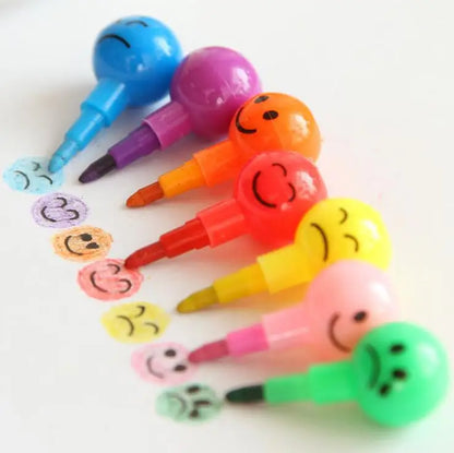 Lollipop Building Block Pencil Painting Cartoon Crayon Cute Smiley Graffiti Colors Pencils Non Sharpening Pencil School Supplies