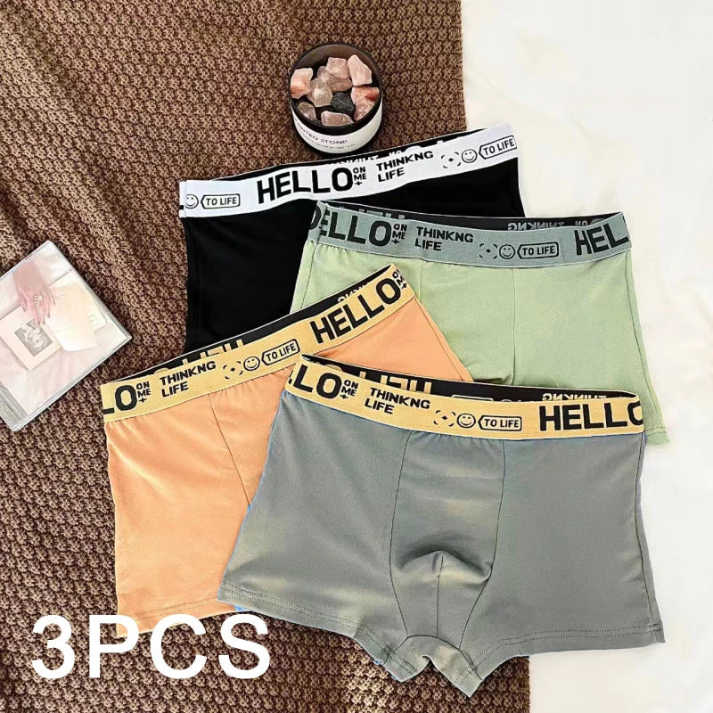 3PCS Boxing Shorts Personality Boxer Sports Soft Breathable Men Underpants Men's Panties Large Size Panties Underwears Underwear