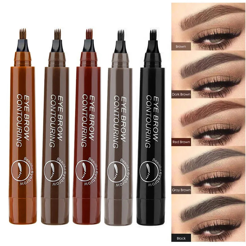 5 Colors Waterproof 4 Fork Tip Eyebrow Tattoo Pencil