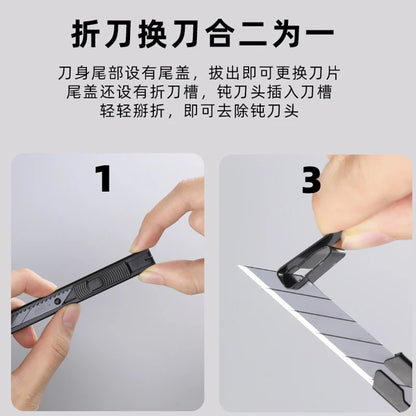 Deli Retractable Box Cutter 9mm 30 Degree Blade Utility Knife Carbon Steel Self-Locking Design Cutting Tools Wallpaper Carton