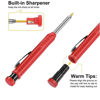 2pcs/set 2.8mm Carpenter Mechanical Pencil with Sharpener for Woodworking Construction Long Head Carpenter Pencil Stationery