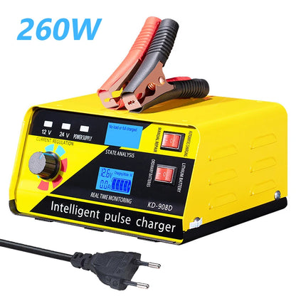 12V / 24V autolader groot vermogen 400W 260W auto-acculaderTrickle Smart Pulse-reparatie voor auto SUV vrachtwagen boot motorfiets