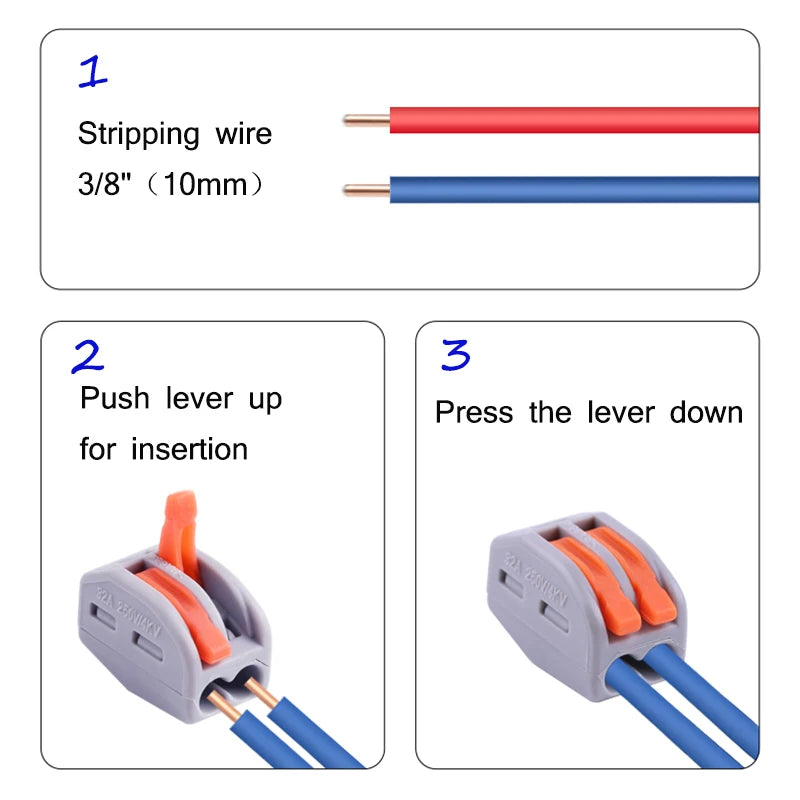 10/60 pcs Wire Connector 2 3 5 Pin Electric Cable Led Strip Connectors Mini Cage Spring Universal Compact Quick Wiring Conductor