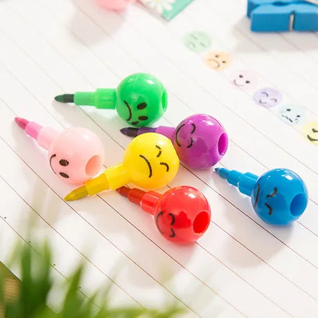 Lollipop Building Block Pencil Painting Cartoon Crayon Cute Smiley Graffiti Colors Pencils Non Sharpening Pencil School Supplies