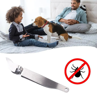 1PCS roestvrijstalen huisdierbehandeling Tick Removal Tool Set 2 in 1 vorkpincet Clip voor kat Hondbenodigdheden