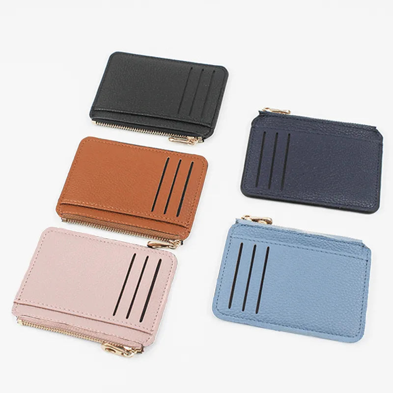 9 Card Slots Ultra-thin Zipper Credit Card Holder 100% Leather Men's Wallet Slim Simplicity Coin Purse Wallet Cardholder Bags