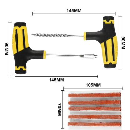 Car Tire Repair Tools Kit with Rubber Strips Tubeless Tyre Puncture Studding Plug Set for Truck Motorcycle