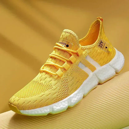 Men Shoes 3 Stripes High Quality Sneakers Popcorn Sole Fly Weave Breathable Running Tennis Shoes Comfortable Walking Shoes Women