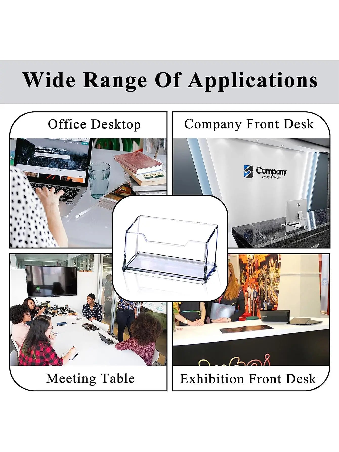 6pcs Acrylic Business Card Holder for Desk, Clear Plastic Business Cards Display Holders Stand, Fits 30-50 Business Cards.