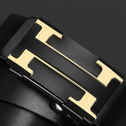 Top Quality Casual Famous Wide 3.4cm Brand Belt Men Genuine Leather Belts for Men Luxury Strap Male Metal Automatic Buckle belt