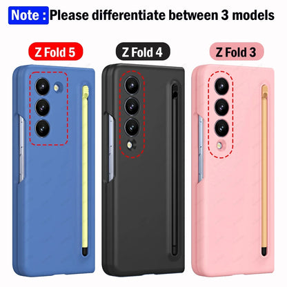 With Touch Pen Case for Samsung Galaxy Z Fold 5 4 3 5G Case Slim Pen Slot Ultra Thin PC Protective Cover for Z Fold 3 4 5 Funda