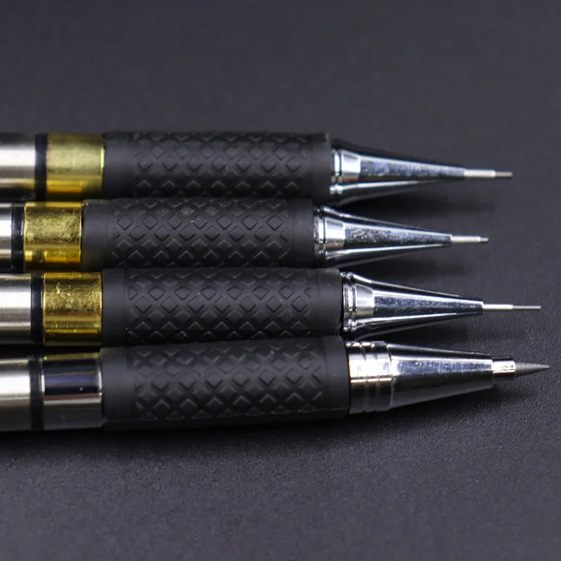 Art Mechanical Pencils Set in Leather Case Metal Drafting Pencil 0.5, 0.7, 0.9 2.0 Mm Black Color Lead Holders For Sketching