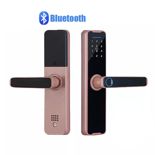 Tuya Biometric Fingerprint Lock Bluetooth Electronic Smart Door Lock Remote Keyless Unlocking Control for Wooden Doors