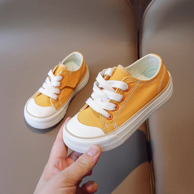 2024 Spring Autumn New Boy Shoes Toddler Girl Sneakers Kids Jelly Color Canvas Shoes Children  Casual Lace Up Classic FlatsShoes