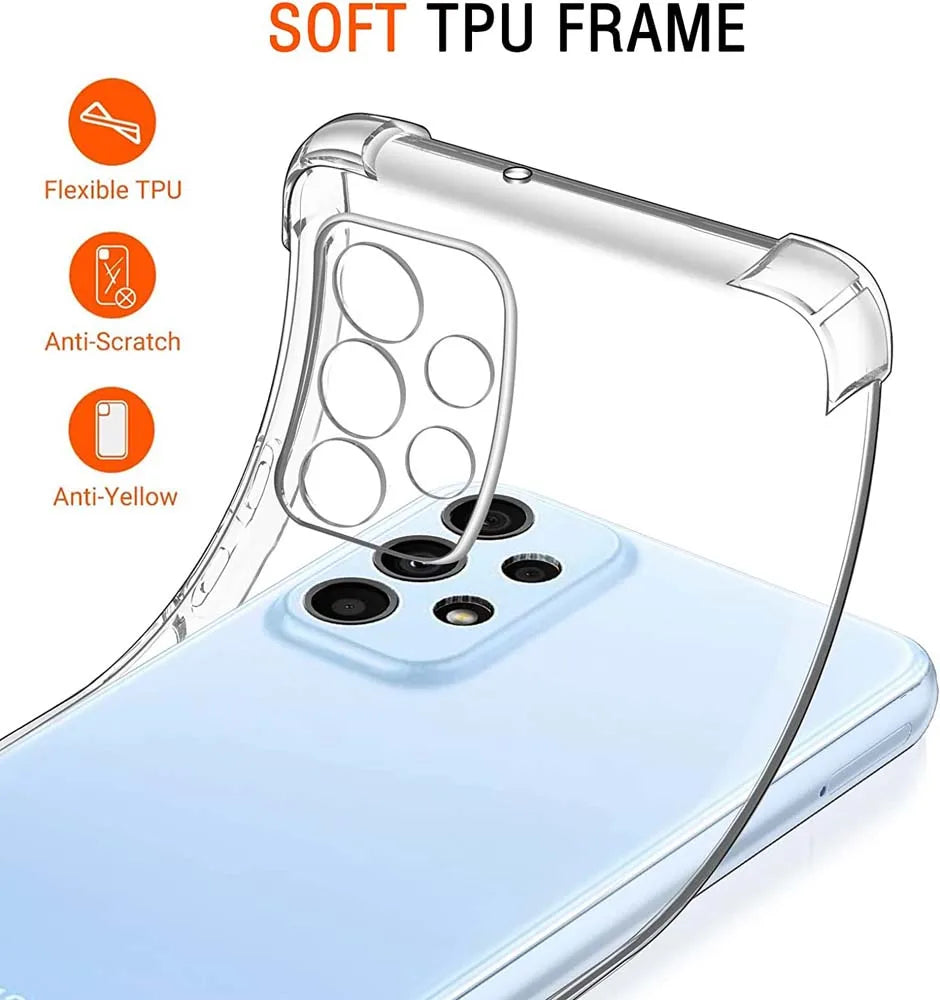 Clear Case For Samsung Galaxy A23 Case A13 4G A33 A53 A14 A34 A54 5G Thick Shockproof Soft Silicone Phone Cover for Samsung A24