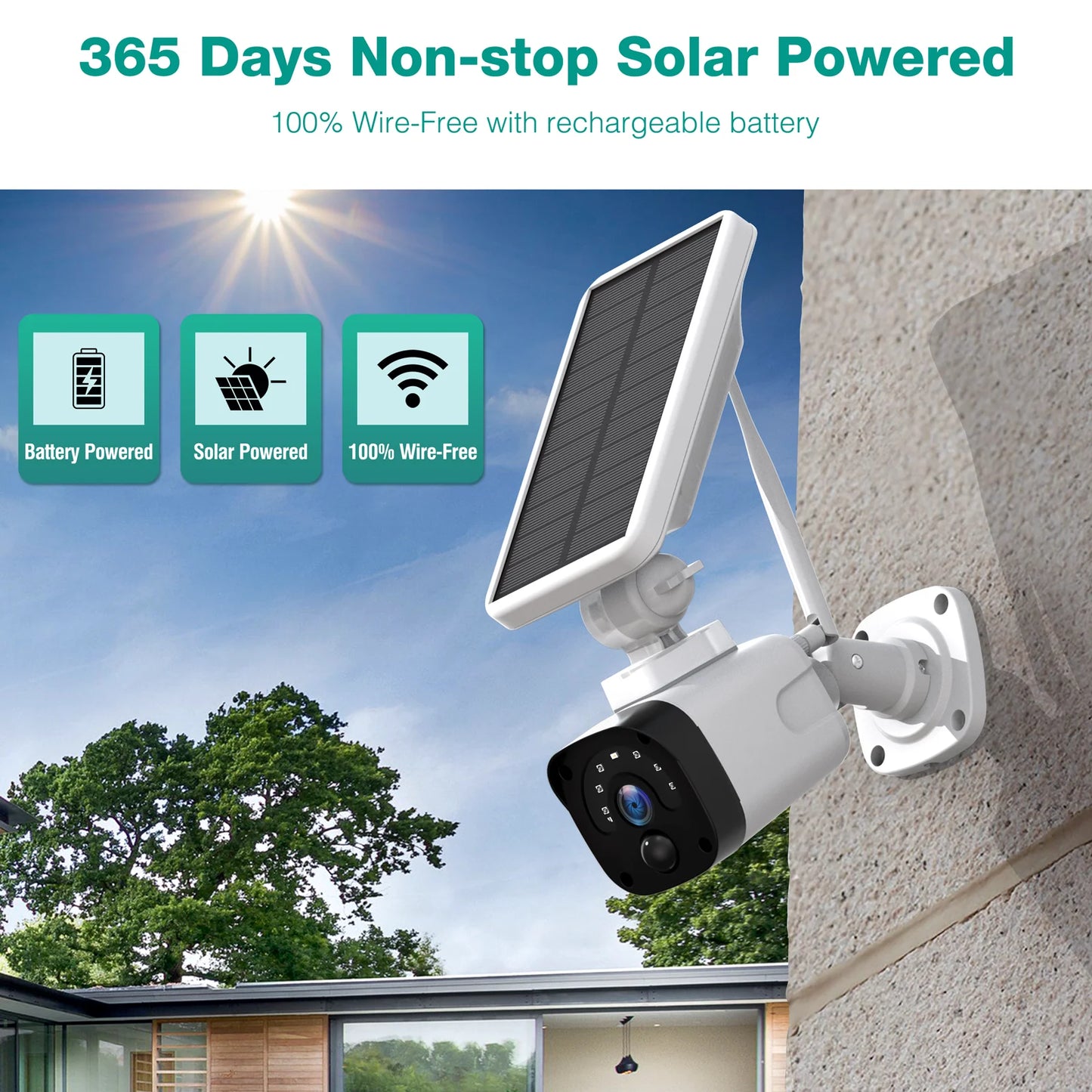 Camcamp 4MP Wireless CCTV Security Camera System Outdoor PIR Detect Wifi Video Surveillance Solar Battery Camera Set Protection