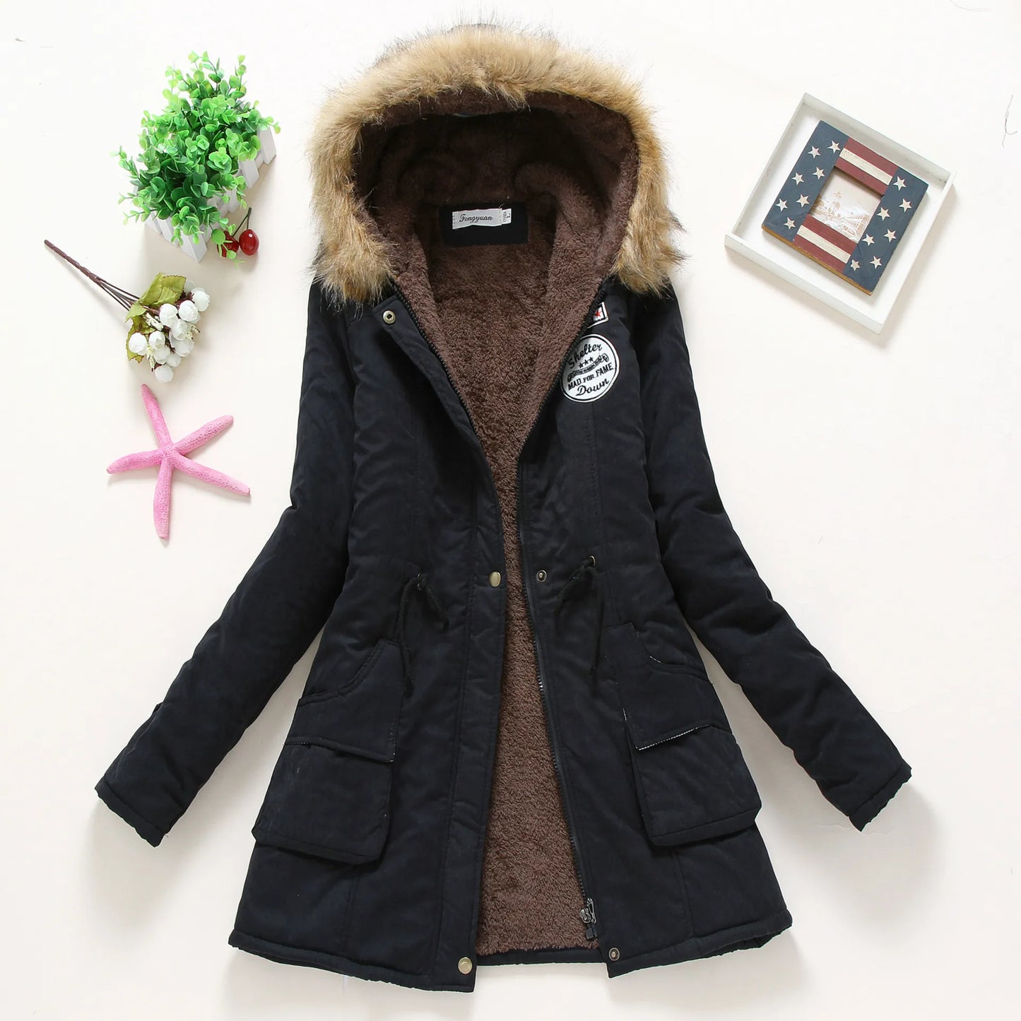 Winter Women's Coats Parka Streetwear Casual Coats Military Hooded Fur Coats Down Jackets Winter Coat Women  Jacket Women